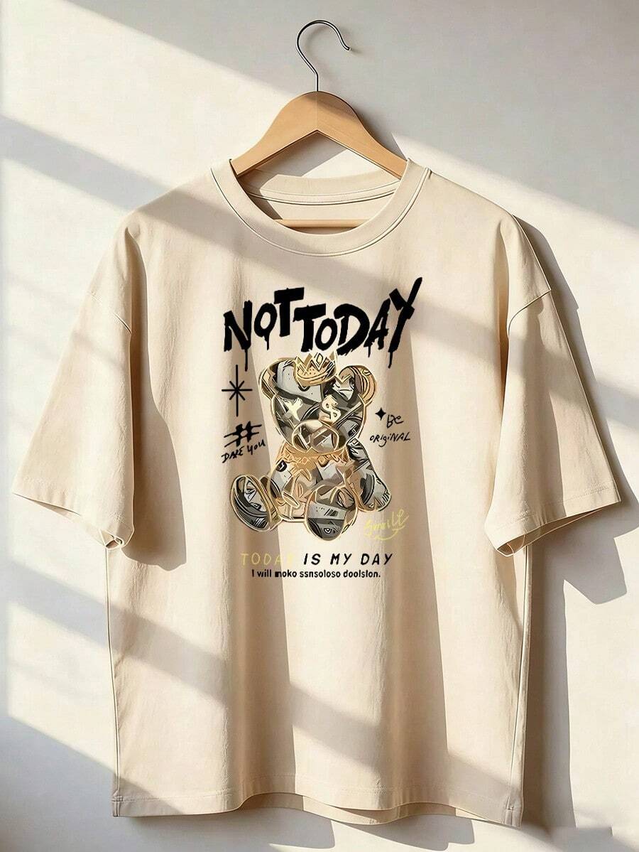 Stylish Urban T-Shirt, A Short-Sleeved T-Shirt For Spring And Summer 2026, Made In Mexico, 180 Grams. Cartoon Print, Couple Design, Suitable For Indoor Or Outdoor Wear. Crew Neck, Unisex, Ideal For The Office And Leisure. One-Pack. - APR-P631577SLNDXZGY565 - 查看 1