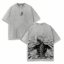 Eren Yeager Retro Attack On Titan2026 Washed T-Shirt - Grey - View 1