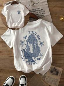 | Exquisite Design | Loose And Comfortable | Easy To Match | Women's Plus Size Vintage T-Shirt With Mermaid, Wave, And Starfish Print. Women's Pure Cotton Summer Crew Neck T-Shirt. Casual Short-Sleeve Top. Unique Design For Everyday Wear. Loose Fit. Breathable And Soft. Perfect Vacation Outfit. The Perfect Gift For Her. - 白色 - 查看 9