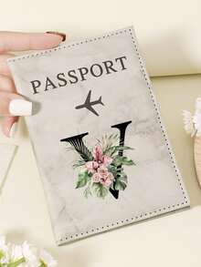 1pc A-Z 26 Letters Fashionable Letter Print Stylish Burgundy Passport Cover, Premium PU Leather Passport Wallet With Multi-Card Pockets For Credit Cards, Boarding Passes, And IDs, Compact And Portable Travel Essentials Organizer For Women, Men - Pink - View 14