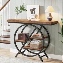 Tribesigns Sofa & Console Tables - Brown - View 4