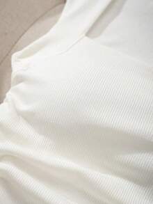 Camiseta sin tirantes con cuello cuadrado, cintura fruncida y sujetador acolchado sin aros - Multicolor - Ver 2
