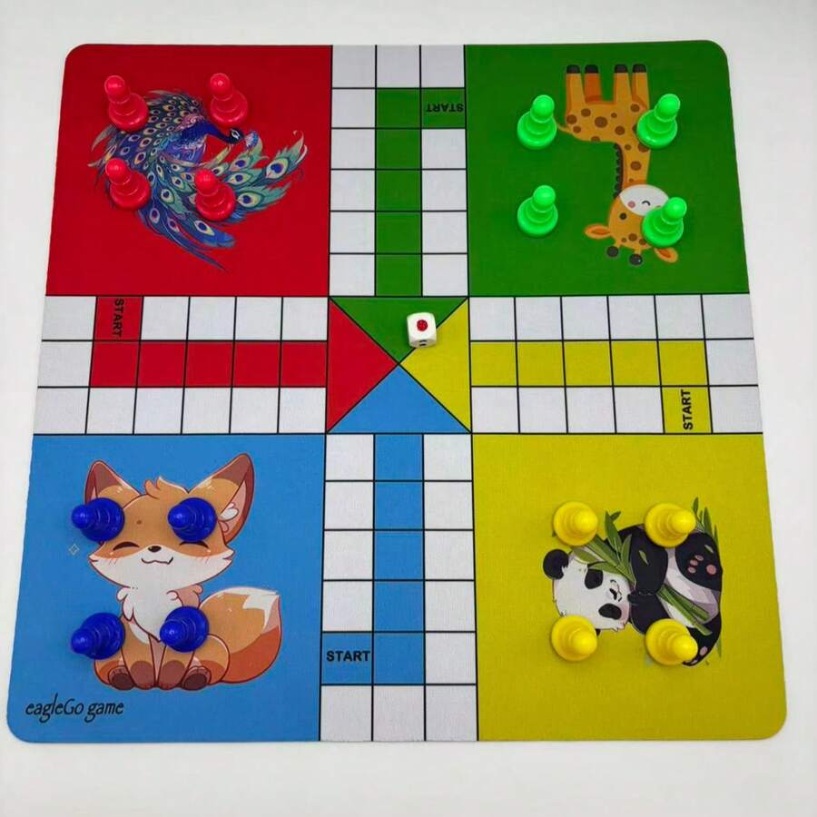 飛行棋遊戲，經典動物主題與漸層菱形及漸層正方形美觀棋盤遊戲，適合成人戶外派對與家庭聚會 - 動物主題 - 查看 1