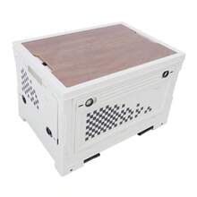 Boîte de rangement multifonctionnelle pliable Klack 56L – Table d'organisation avec couvercle en bois – Ouverture à 4 voies – Conteneur portable et empilable pour le camping, la voiture, la maison et les activités de plein air - A - Voir 3