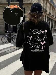 Plus Size Women's Casual Summer Crop Top, Cute Printed T-Shirt, Vacation And Beach Wear In Black - 黑色 - 查看 8