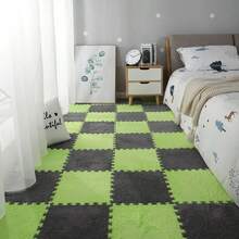 12片创意互锁泡沫地毯砖，带边方形绒面泡沫砖，适用于地板保护、装饰、瑜伽练习、DIY、可水洗露台、地毯砖、防滑，适用于房间、床、卧室、客厅、沙发、办公室等场所。 - 新款 - 查看 8
