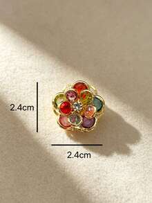 1 pieza Gemelos con flor de diamante de imitación de colores, gemelos de flor de lujo con diamante de imitación de colores, botones decorativos de fácil instalación sin coser, acento de estilo elegante, accesorios versátiles y combinables - Multicolor - Ver 4