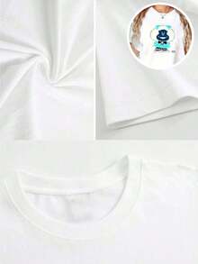 Women's 100% Cotton T-Shirt With A Mafalda Print. Classic Minimalist Design With A Round Neck, Easy To Style And Flattering For All Body Types. Perfect For Dates, Daily Commutes, And Casual Outings. - 白色 - 查看 4