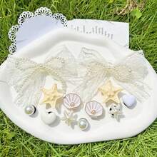 12 pezzi Accessori con fiocco in pizzo bianco, decorazioni a forma di stella marina bianca per scarpe, clip rimovibili per scarpe, fiori decorativi per scarpe fai-da-te, alla moda ed eleganti, adatti per sandali traforati, ciabatte, ottimi come regali per le vacanze - Albicocca - Visualizzare 9