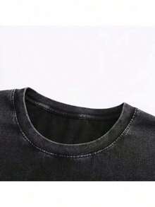 Nueva Camiseta Vintage Versátil para Hombre, Estilo Europeo y Americano, 100% Algodón 230g, Ajuste Cómodo, Diseño Estampado Único, Camiseta Navideña - Negro - Ver 3