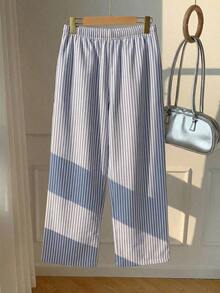 Pantalones casuales de mujer de lunares amarillos tejidos - Blanco 2 - Ver 6