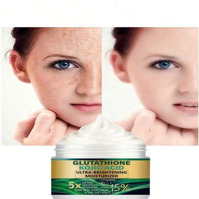 YCHZ 60g Crema hidratante con Glutatión y Ácido Kójico, aclara el tono de la piel, iguala el tono beige claro, deja la piel suave y refinada, formulada con Ácido Hialurónico, Vitamina C, Niacinamida, Aceite de Jojoba, apta para todo tipo de piel, sin alcohol, para uso diurno y nocturno