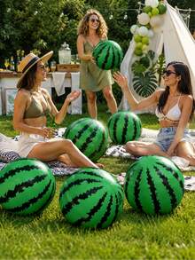 3pcs Thickened PVC Watermelon Shaped Inflatable Beach Balls, Pool Backyard Games, Fruit Themed Pool Party Decor, Pool Floats - Inflatable Watermelon Ball - View 8