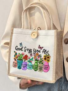 God Says You Are Bible Verse Tote Bag - Christian Floral Canvas Shoulder Bag With Inspirational Scripture Quotes - Colorful Succulents & Butterflies Design - Reusable Tote For Grocery, Beach, Work, Church - Linen Tote Bag - Multicolor - View 14