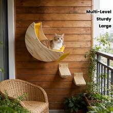 Cat Shelf For Wall Mount Hammock With 2-Levels Climbing Ladder Moon Cat Shelves And Perches For Activity Indoor Cats Wall Furniture(3pcs/Set) - Ginger - View 9