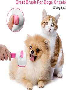 1pc Pet Grooming Brush, Deshedding Tool For Dogs And Cats, One-Click Loose Undercoat Removal, Pet Grooming Tool - Pink - View 5
