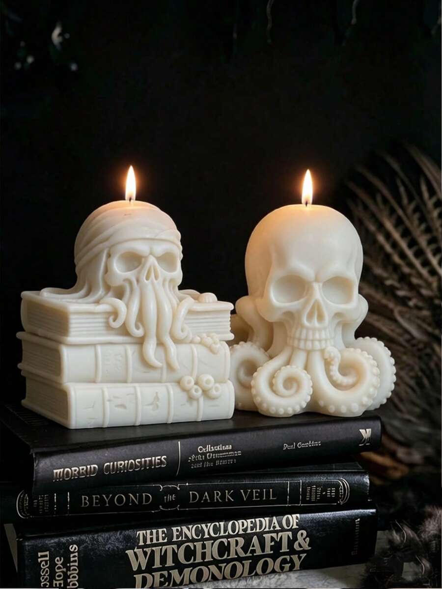 Khuôn nến silicon hình đầu lâu bạch tuộc Cthulhu, phong cách Gothic u tối, hình khối 3D lập thể, thích hợp cho Halloween, tiệc theo chủ đề đen tối. Chất liệu silicon mềm dễ lấy nến ra khỏi khuôn và có thể tái sử dụng, thuận tiện cho việc vệ sinh, tương thích với nến thơm, đồ trang trí bằng thạch cao, đồ tự làm bằng nhựa, có thể dùng làm đồ trang trí nhà cửa, quà tặng ngày lễ, lý tưởng cho những người yêu thích thủ công để tạo ra một bầu không khí huyền bí. - Sọ Bạch tuộc Cthulhu - Xem 1