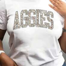 Women's Short-Sleeved T-Shirt With Graphic Print And Lettering For Summer - White - View 7