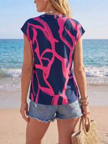 Camisas de mujer de moda simple, casual, diaria, para vacaciones y atuendo de playa - Multicolor - Ver 2