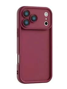 1 pieza Marco de foto de piedra ágata esmerilada compatible con Apple 7/8/X/XR/XS Max/11/12/13/14/15/16/17 Pro Max, Galaxy A14/A15/A16/A17/A04/A05/A06/A07/A54/A55/A56/A57/A34/A35/A36/A37, S26/S26+/S26 Ultra, Transsion SMART7/8, G05, Honor 400/400 Pro/400 Lite Funda de teléfono de cobertura total suave - Burdeos - Ver 3