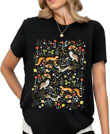 1 Piece Casual Fashion For Men And Women Vintage Boho Floral Flower Print T-Shirt Graphic Short Sleeve T-Shirt Versatile, Easy To Match, Suitable For Daily Wear, Street Style, Holiday Outfits, Weekend Outfits. - 黑七 - 查看 5