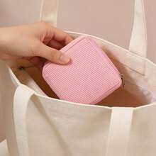 Bolsa de almacenamiento de tampones sanitarios multicolor, bolsa de almacenamiento de compresas sanitarias rosa, gran capacidad, bolsa de almacenamiento simple y portátil adecuada para tampones sanitarios, compresas sanitarias y bragas. Es un artículo imprescindible para las chicas. Es una buena opción para bolsas de maquillaje, viajes - Color sólido - Ver 2