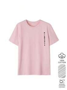 Camiseta holgada de estilo japonés con estampado de flores de cerezo para mujer, 100% algodón, transpirable, de cuello redondo y manga corta, ropa de calle Y2K, adecuada para salidas de primavera, paseos urbanos y uso diario casual, color rosa de verano. - Rosa 2 - Ver 3