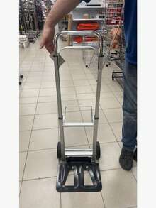 11 livres Chariot pliant compact en aluminium, sans assemblage requis, convient pour l'entrepôt et le jardin, conception pliante rapide et de rangement facile - Argent - Voir 12