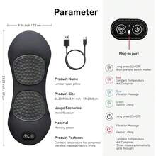 Smooth Spine Triple Fusion Back Massager For Sciatica Pain Relief, 3-In-1 Lumbar Traction Device With Heat And Vibration, Lower Back Stretcher For Office Chair & Car Support - Grey - View 8