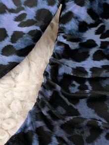 Body de manga larga con hombros transparentes y estampado de leopardo para mujer - Azul - Ver 8