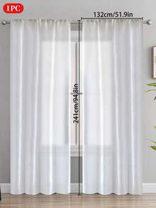 1pc Solid Color Semi-Blackout Curtain, Rod Pocket Design Room Divider Curtain, Suitable For Living Room, Bedroom, Wedding, Party Backdrop Decoration, 70gsm - Multicolor - View 70