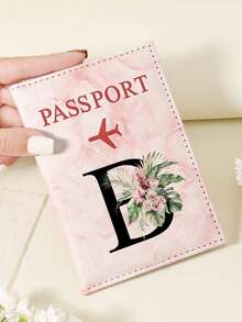 1pc A-Z 26 Letters Fashionable Letter Print Stylish Burgundy Passport Cover, Premium PU Leather Passport Wallet With Multi-Card Pockets For Credit Cards, Boarding Passes, And IDs, Compact And Portable Travel Essentials Organizer For Women, Men - Pink - View 42