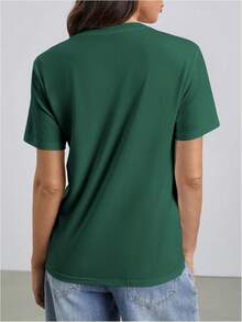 SweatyRocks - Women's Casual Short Sleeve T-Shirt With Letter And Fruit Print - 綠色 - 查看 2