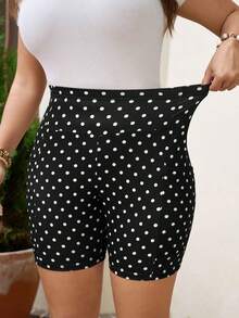 Pantalones cortos tipo ciclista de talle alto básicos y casuales de color negro para uso diario en tallas grandes - Negro 4 - Ver 5