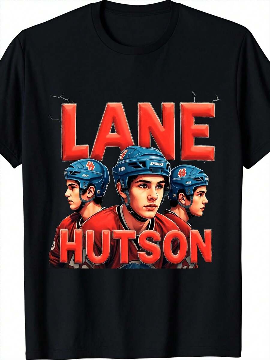 Ryan Hartson Ice Hockey Player Printed T-Shirt - Casual Crew Neck Sports T-Shirt, Suitable For Sports Fans, Ideal As A Gift For Ice Hockey Lovers, Machine Washable, Suitable For Year-Round Wear, Perfect For Training, Games, And Everyday Wear For Ice Hockey Enthusiasts. Perfect For Everyday Wear And As A Gift, Circus T-Shirt, Great For Holidays And Game Time, Excellent For Parties And Family Vacations, Party Attire, Summer Wear, Warm-Weather Clothing. - 黑色 - 查看 1