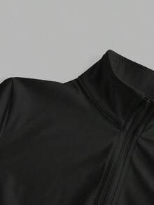 Chaqueta de manga larga de punto ajustada con protección solar para mujer en otoño/invierno, color albaricoque - Negro - Ver 4