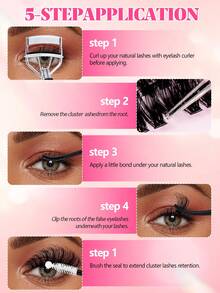 880 Clusters Of 3D Thickened False Eyelashes, 20D+40D+60D+80D+100D+160D, 9-16mm Length, Lightweight And Reusable, New DIY False Eyelashes, Fluffy And Soft, Enlarging The Eyes, Large Capacity Single Eyelash Set - D - View 7