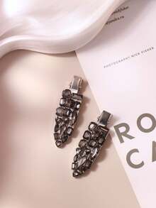 1 chiếc kẹp tóc barrette kiểu Pháp đính ngọc trai pha lê màu đen súng, kẹp tóc mái bên sang trọng cho cô dâu, thanh lịch cho đám cưới, tiệc tùng, đeo hàng ngày, kẹp tóc trượt, kẹp tóc càng cua - Súng đen - Xem 4