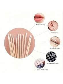 100/300/500 chiếc cọ chuốt mascara bằng gỗ siêu mỏng, dùng một lần, không xơ vải - Không mùi - trắng - Xem 5
