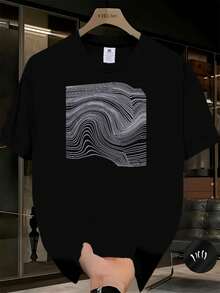 Nueva camiseta de manga corta para mujer de 180g,% algodón - Camiseta casual versátil con estampado de verano para hombre - Camiseta con estampado de verano para parejas - Unisex - Regalo para vacaciones - Azul marino - Ver 7
