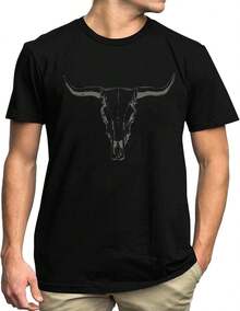 Camiseta unisex de manga corta, camisa de vaquero estilo western para hombre: camiseta con estampado de calaveras estilo bohemio, camisa para conciertos country para hombre, playeras hombre, spiderman, ,  mujer, romwe men, boho chic, regalos para maestras, camiseta para mujer conjuntos curvy para mu, y2k. - Negro - Ver 6