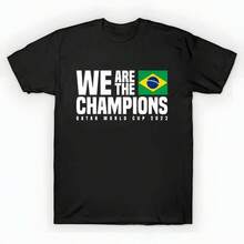 Qatar World Cup Champions 2022 - Brazil T-Shirt unisex de la de algodón puro de alta densidad de 220 g. C-AmiS-eta uniS-ex 100 % aL-Godón de - Tejido de alta densidad. Apta para todo tipo de perS-onas, ya sean mujeres o hombres. Tejido duradero de alta C-Alidad apto para todas las estaciones, suave al tacto pero duradero. Tops transpirables. Conjuntos de otoño para mujer. Conjuntos de vaC-Aciones para mujer. Disfraz de Halloween para mujer. - Negro - Ver 6