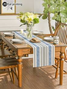 1pc Vintage Classic Striped Table Runner, Textured Rectangular Tablecloth, Suitable For Dining Table, Coffee Table, Home Decor - Durable Kitchen And Dining Room Decoration, Table Decor - Multicolor - View 4