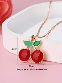 1pc Girls' Cute Cartoon Enamel Crown, Gift Box, Cherry Pendant Necklace, Suitable For Daily Wear, Gift, Festivals - Multicolor - View 6