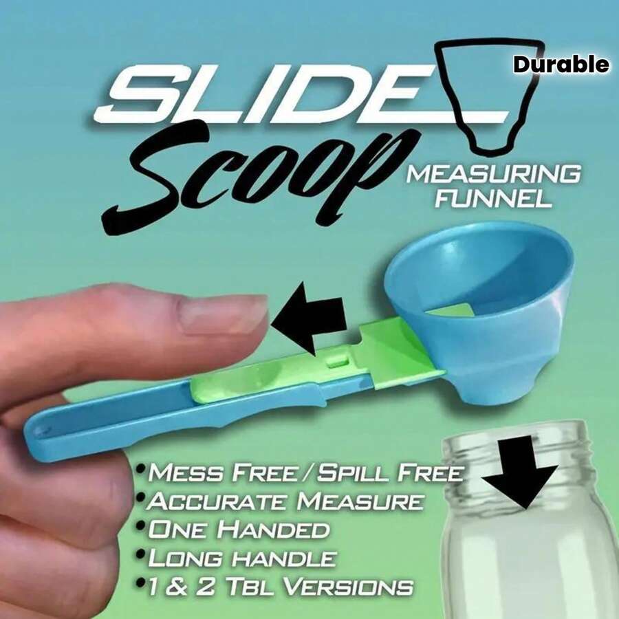 2-In-1 Sliding Funnel And Scraper, Suitable For Sports Drinks, Milk Powder And Supplements, Made Of Durable PP Material, Perfect Kitchen Tool For Various Occasions. - View 1
