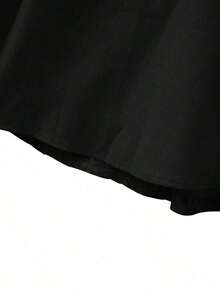 Falda de encaje de línea A elegante, estilo minimalista de moda para ir al trabajo - Negro - Ver 5