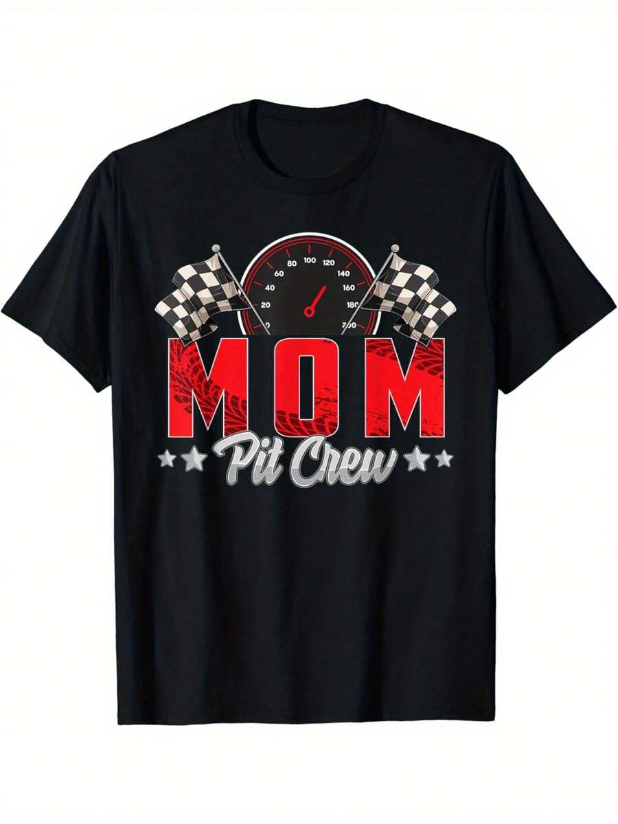 Men's Black Short-Sleeved T-Shirt With Racing Car Design, Perfect For Birthday Celebrations And Motorsport Enthusiasts, Ideal For Spring And Summer - Hitam - View 1