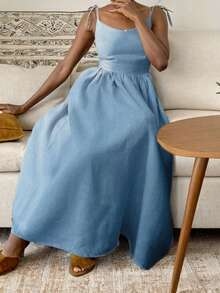 Sleeveless Strapless Dress, High Waist, Sexy Style, Spring 2026 - Blue - View 1