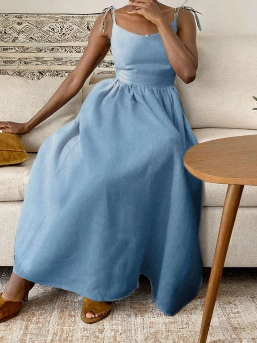 Sleeveless Strapless Dress, High Waist, Sexy Style, Spring 2026 - Blue - View 1