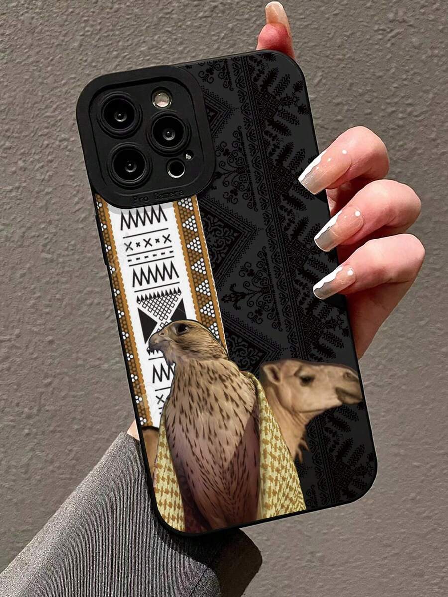 Precision Hole Straight Edge Eagle Vintage Pattern Painted Anti-Drop Phone Case Compatible With IPhone, - Multicolor - View 1